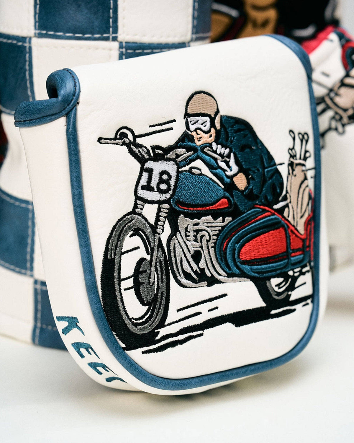 Check Sidecar Mallet Putter Cover - Blue / White: Blue / White / O/S