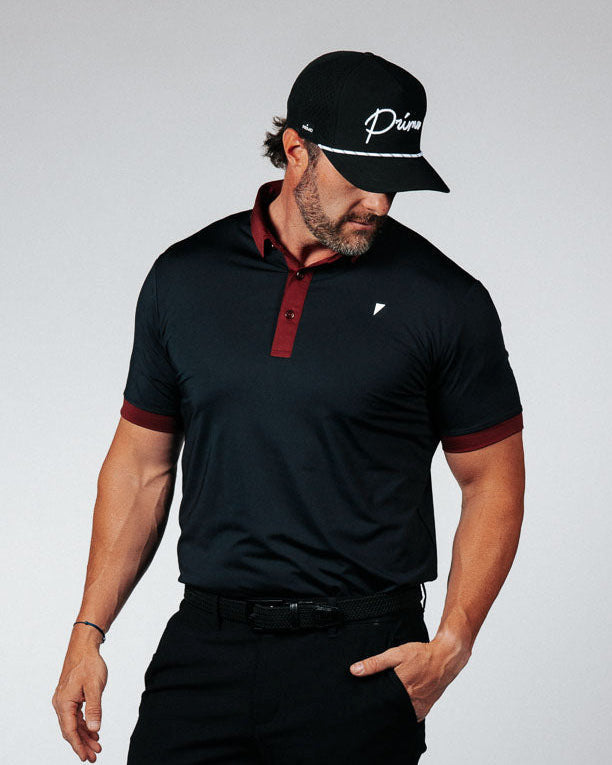 Two Tone Black/Maroon Classic Polo