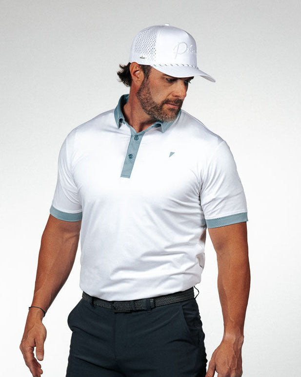 White/Storm Blue Two Tone Classic Polo