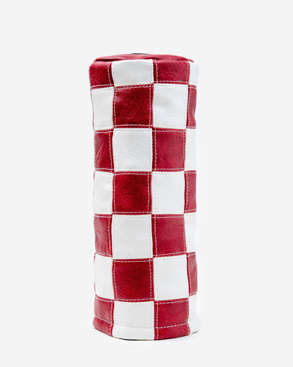 Checkered Fairway Barrel Cover - Red / White: Red / White / O/S