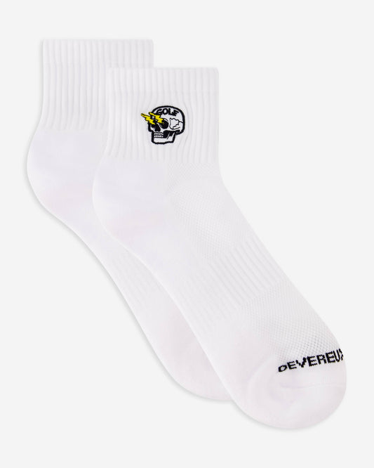 Shocker Skull Quarter Sock - White: White / O/S