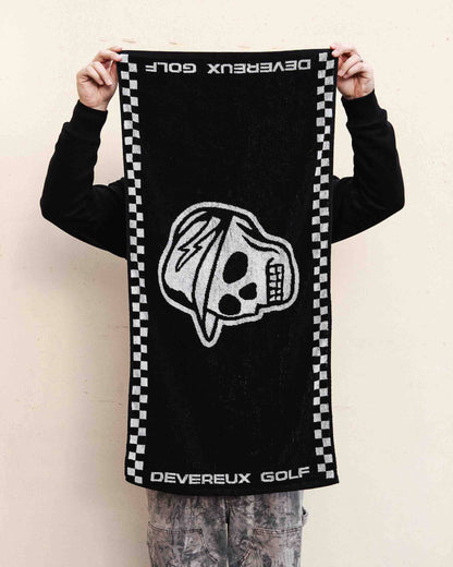 Skull Caddie Knitted Towel - Black / White: Black / White / O/S