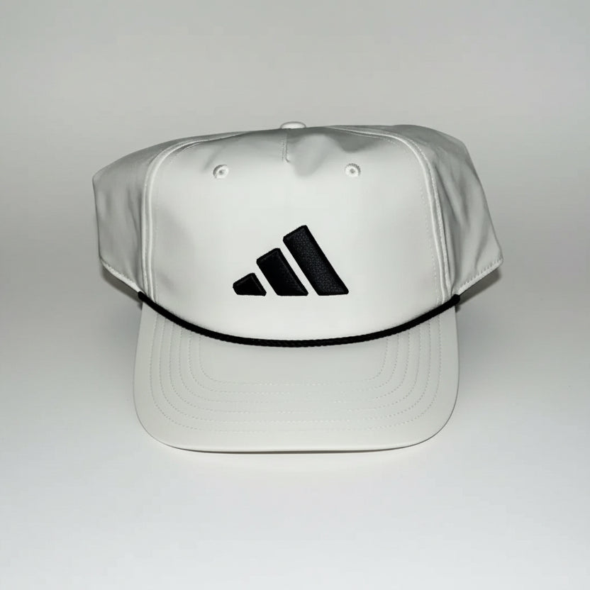 Adidas Golf Tour 5 Panel Snapback Hat White Retro Rope Embroidered Logo