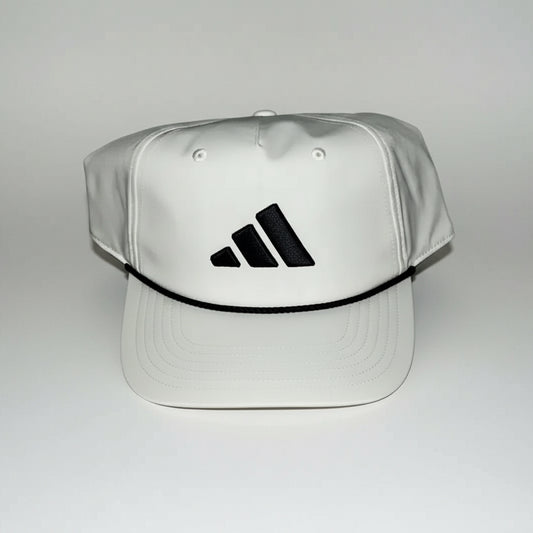 Adidas Golf Tour 5 Panel Snapback Hat White Retro Rope Embroidered Logo