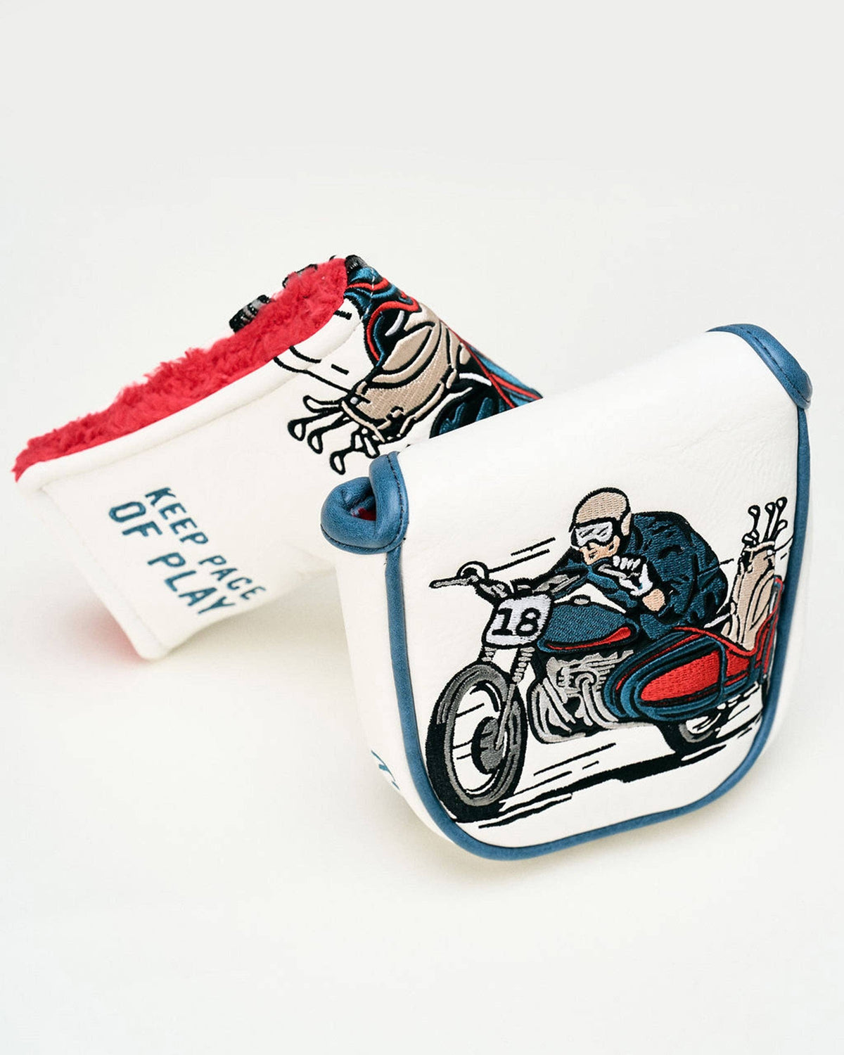Check Sidecar Mallet Putter Cover - Blue / White: Blue / White / O/S