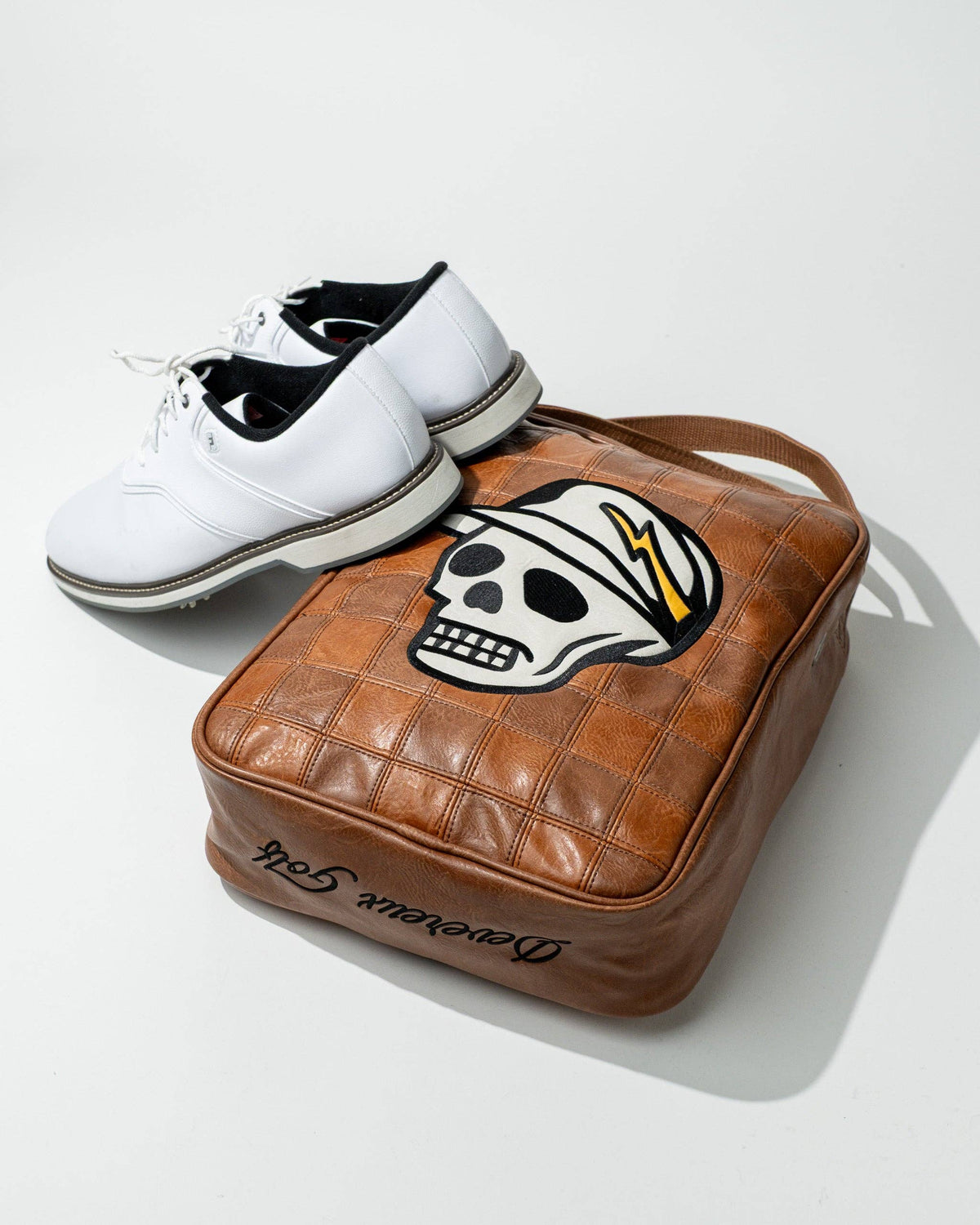 Checkered Shoe Bag - Tan: Tan / O/S
