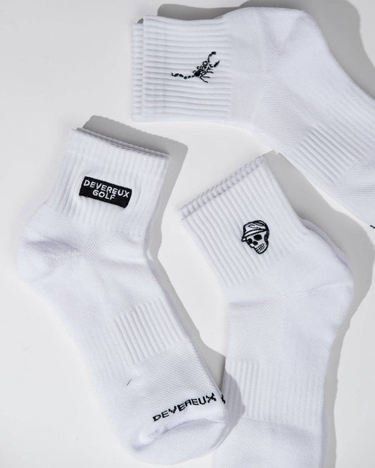 Devereux Quarter Sock 3-Pack - White: White / O/S