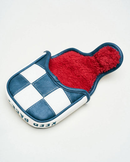 Check Sidecar Mallet Putter Cover - Blue / White: Blue / White / O/S