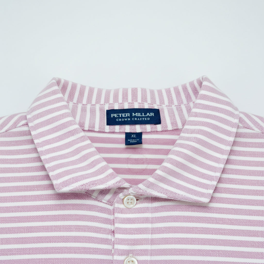 Albatross Stripe Cotton Blend Piqué Polo Size XL